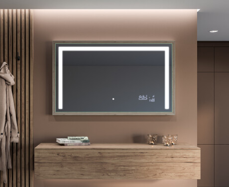 Oglinda LED baie cu rama de lemn - FrameLine L11 #12