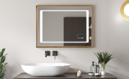 Oglinda LED baie cu rama de lemn  - FrameLine L61