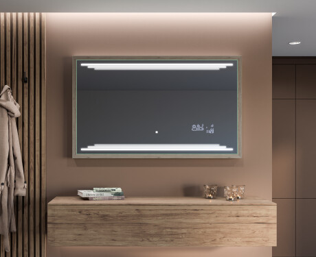 Rama oglinzi cu LED perete lemn - FrameLine L75 #12