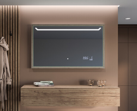 Oglinda LED baie cu rama de lemn - FrameLine L128 #12
