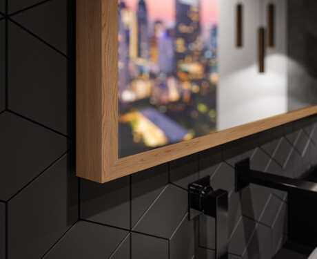 Oglinda LED baie cu rama de lemn - FrameLine L128 #3