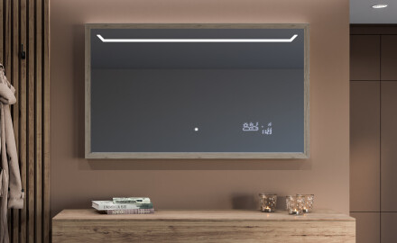 Oglinda LED baie cu rama de lemn - FrameLine L128