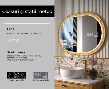 Oglindă ovală într-o ramă de stejar cu iluminare LED #6