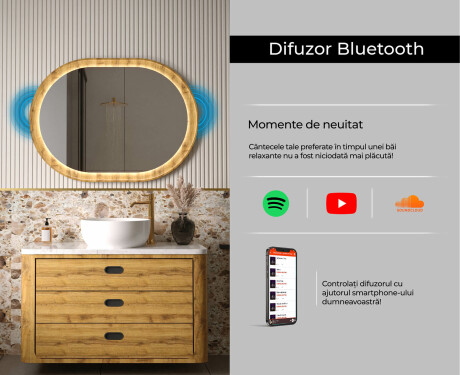 Oglindă ovală într-o ramă de stejar cu iluminare LED #7