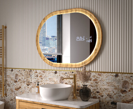 Oglindă ovală într-o ramă de stejar cu iluminare LED #9