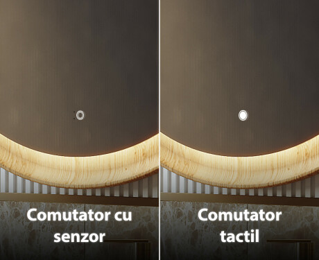 Oglindă rotunjită într-o ramă de stejar cu iluminare LED #8