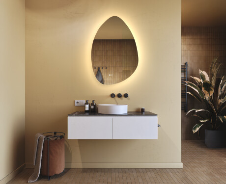 Oglindă neregulată cu iluminare, 64×94 cm, culoare duală, comutator tactil, saltea încălzitoare #9