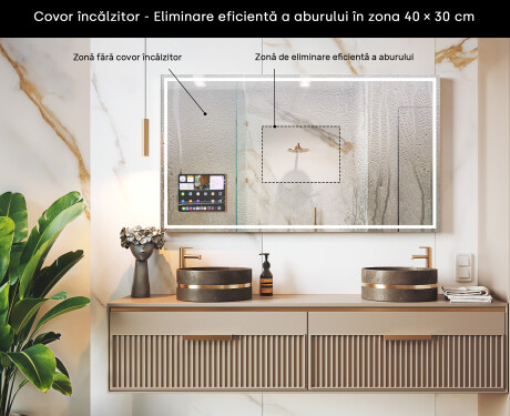 Oglindă dreptunghiulară Smart LED Apple cu ramă Displine L49 #7