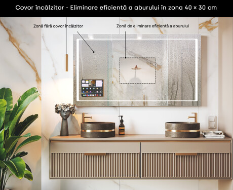 Oglindă LED inteligentă pentru baie cu ramă Displine Apple L61 #7