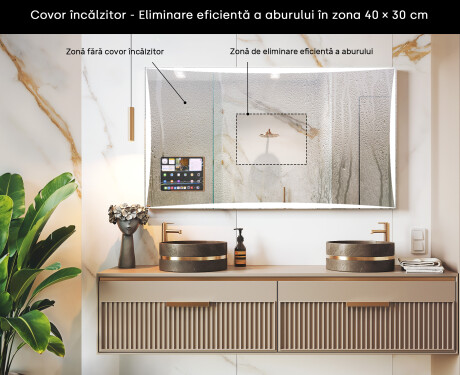 Oglindă dreptunghiulară Smart LED Apple cu ramă Displine L77 #7