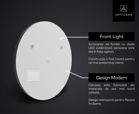 Oglinda rotunda perete LED SMART L156 Apple #2