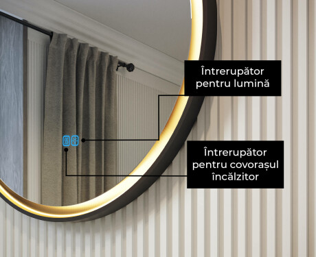 Oglindă rotundă cu ramă metalică și iluminare LED #4