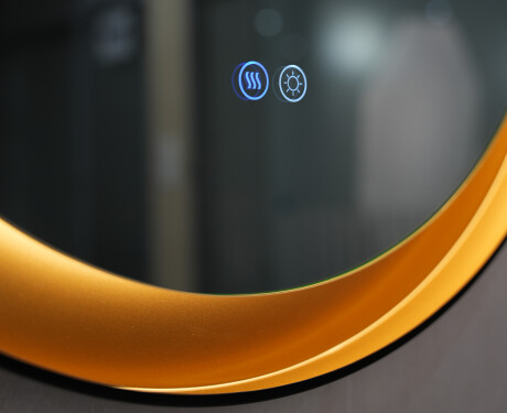 Oglindă rotundă cu ramă metalică și iluminare LED #5