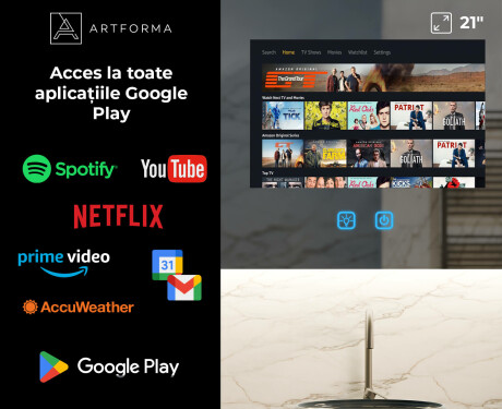 Oglindă de Baie LED Inteligentă Rotunjită SmartScreen 21,5” #3