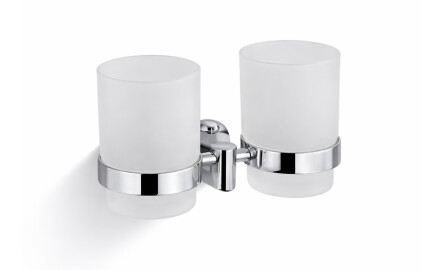 CLASSIC – Suport cu două căni / crom, sticlă mată