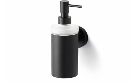 CLASSIC – Dozator pentru săpun lichid / carcasă metalică, sticlă mată / negru mat