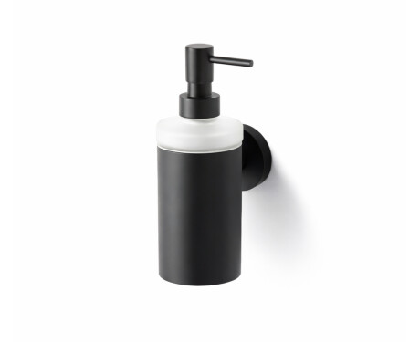 CLASSIC – Dozator pentru săpun lichid / carcasă metalică, sticlă mată / negru mat