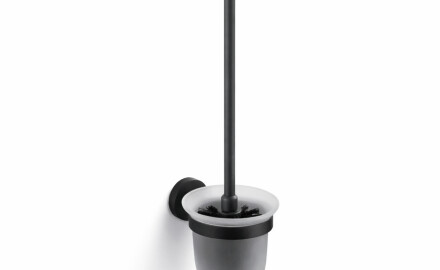CLASSIC – Perie de toaletă suspendată / sticlă mată / negru mat
