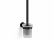 CLASSIC – Perie de toaletă suspendată / recipient din sticlă mată / negru mat