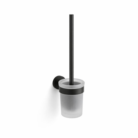 CLASSIC – Perie de toaletă suspendată / recipient din sticlă mată / negru mat #1