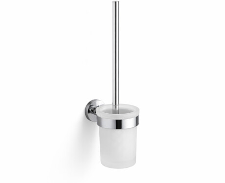 CLASSIC – Perie de toaletă suspendată / recipient din sticlă mată / crom
