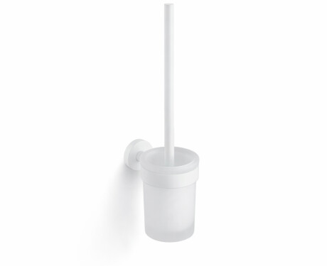 CLASSIC – Perie de toaletă suspendată / recipient din sticlă mată / alb mat