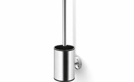 CLASSIC – Perie de toaletă joasă, de agățat / recipient metalic, cap din silicon / cromată