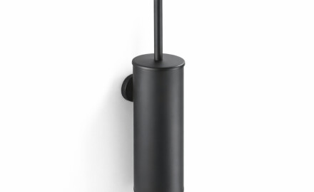 CLASSIC – Perie de toaletă înaltă, de montat pe perete / recipient metalic, miez din material plastic / negru mat