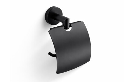 CLASSIC – Suport pentru hârtie igienică / cu capac / negru mat