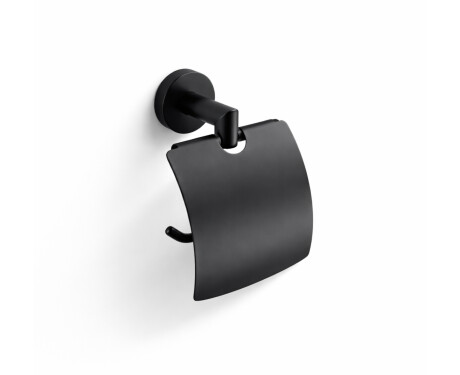 CLASSIC – Suport pentru hârtie igienică / cu capac / negru mat