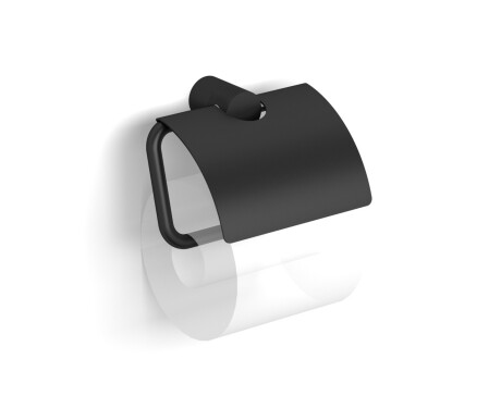 MEGAN – Suport pentru hârtie igienică / cu capac / negru mat