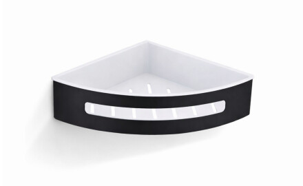 Coș de colț 20,5x20,5x5,5 / negru mat / interior din plastic alb