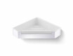 Coș de colț 22x22x5,5 cu bandă de strângere / oțel lustruit / interior din plastic alb