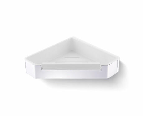 Coș de colț 22x22x5,5 cu bandă de strângere / oțel lustruit / interior din plastic alb