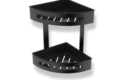 Coș dublu de colț / negru mat / coșuri din plastic negre