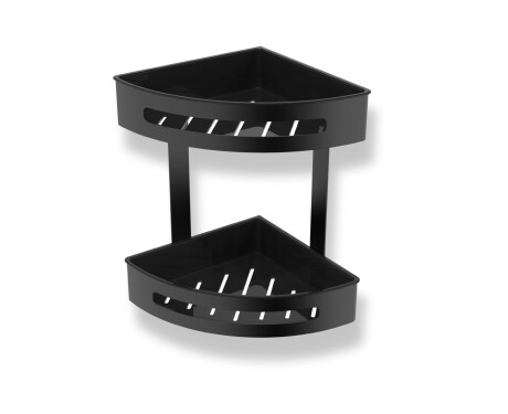 Coș dublu de colț / negru mat / coșuri din plastic negre