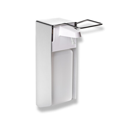 Dozator pentru lichid dezinfectant de 1,0 L cu buton acționat cu cotul / Aluminiu mat #1