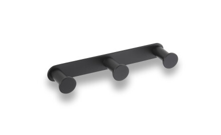 Bară lată – 3 cârlige pentru prosoape / negru mat