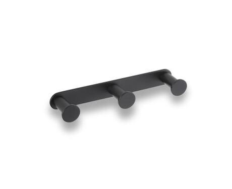 Bară lată – 3 cârlige pentru prosoape / negru mat