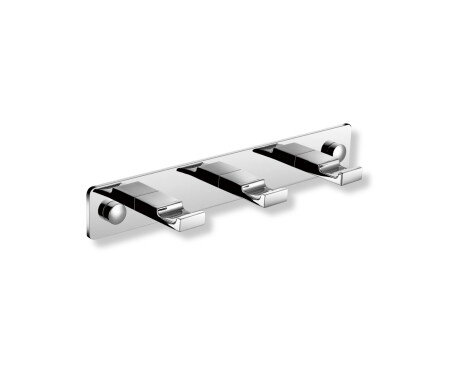 Bară - 3 cârlige plate pentru prosoape / crom