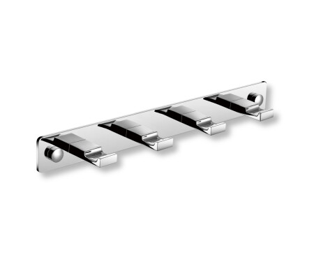 Bară - 4 cârlige plate pentru prosoape / crom