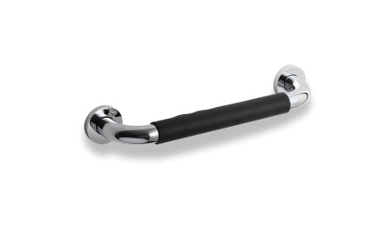 Suport pentru baie Ø25 drept 30 / capac antiderapant negru / cromat