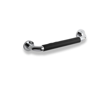 Suport pentru baie Ø25 drept 30 / capac antiderapant negru / cromat
