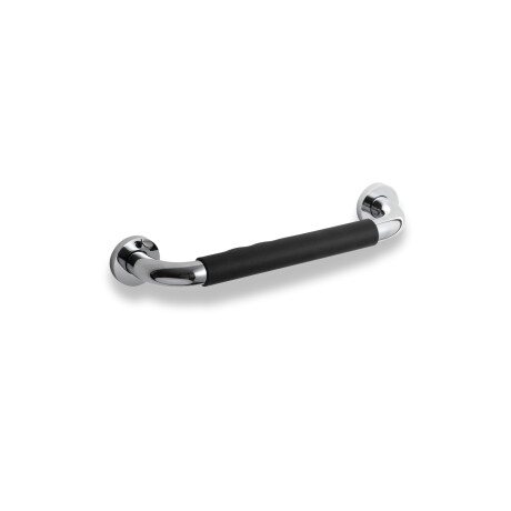 Suport pentru baie Ø25 drept 30 / capac antiderapant negru / cromat #1