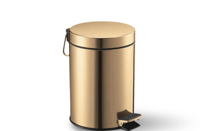 Coș cu pedală STANDARD rotund, 3 L, închidere lentă / auriu lucios