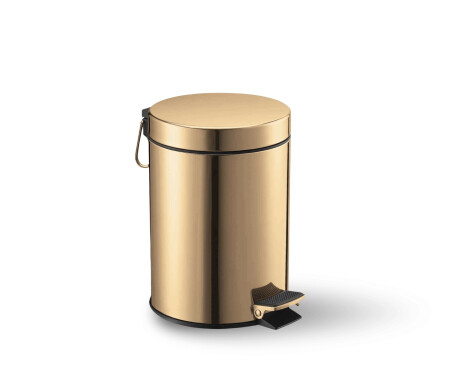 Coș cu pedală STANDARD rotund, 3 L, închidere lentă / auriu lucios