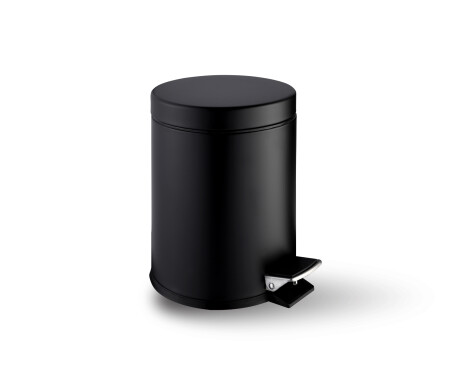 Coș cu pedală STANDARD rotund, 3 L, închidere lentă / negru mat