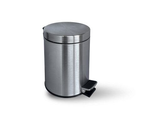 Coș cu pedală STANDARD rotund, 3 L, închidere lentă / oțel satinat