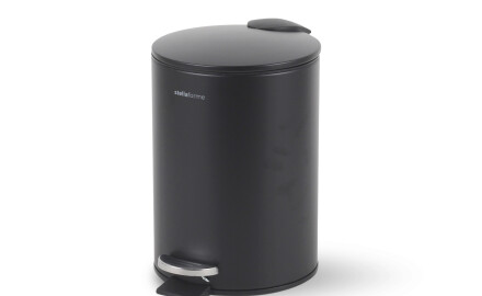 Coș cu pedală BUDGET rotund, 3 L, închidere lentă / oțel negru mat