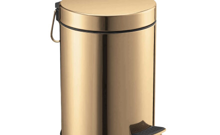 Coș cu pedală STANDARD rotund, 5 L, închidere lentă / auriu lucios